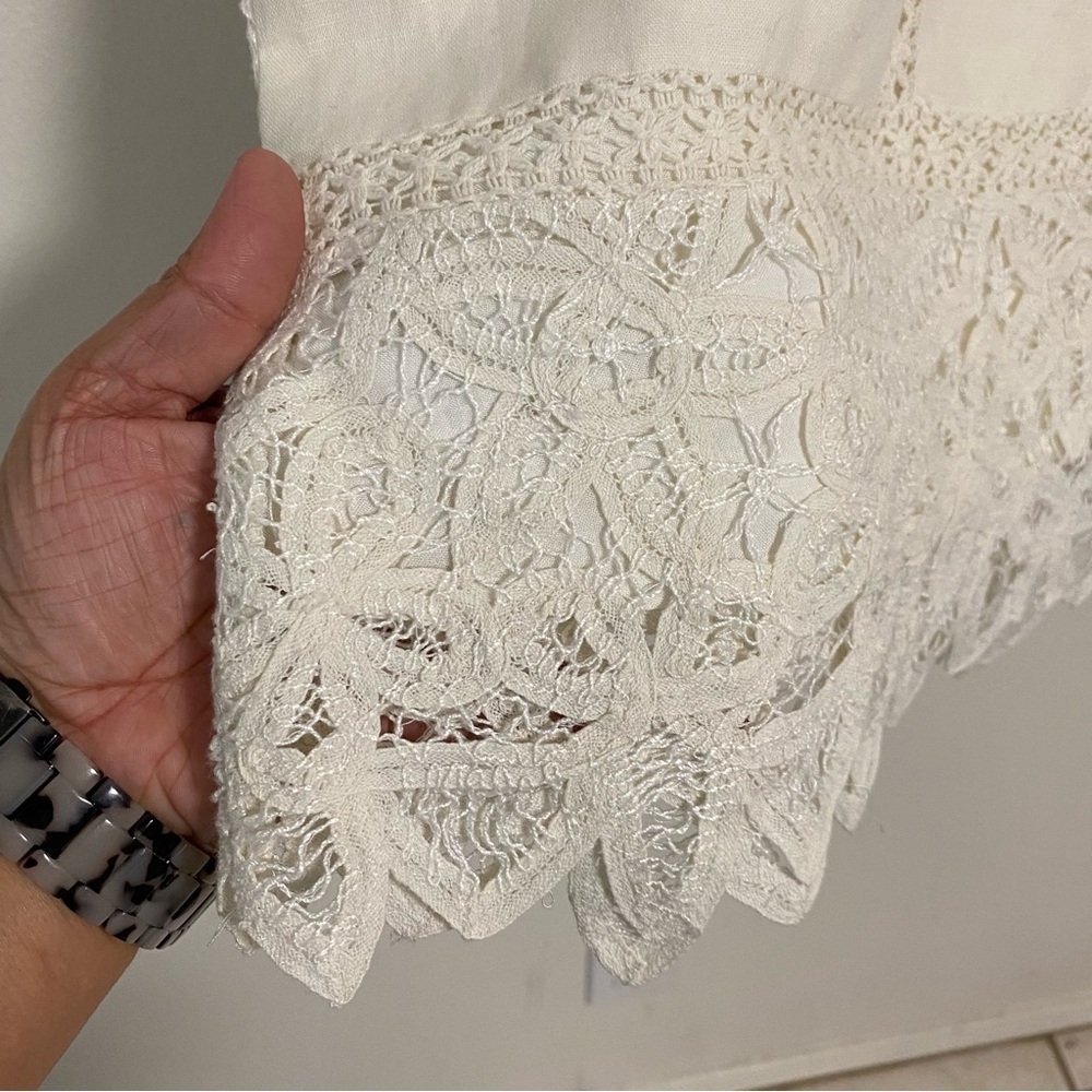 Moulinette Soeurs Anthropologie Lace Garden Shift Dress Ivory Cream Size 2 - Picture 7 of 16
